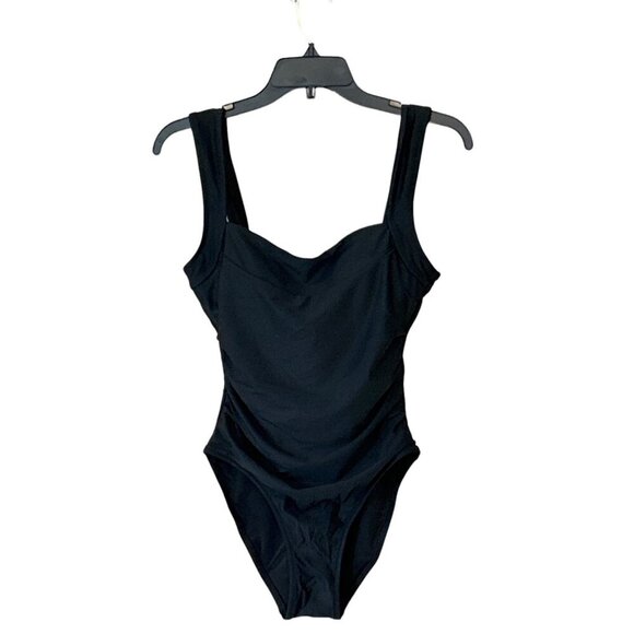 J. Crew Black Ruched Square Neck One Piece Swimsuit Size 10 NWT - Picture 5 of 6